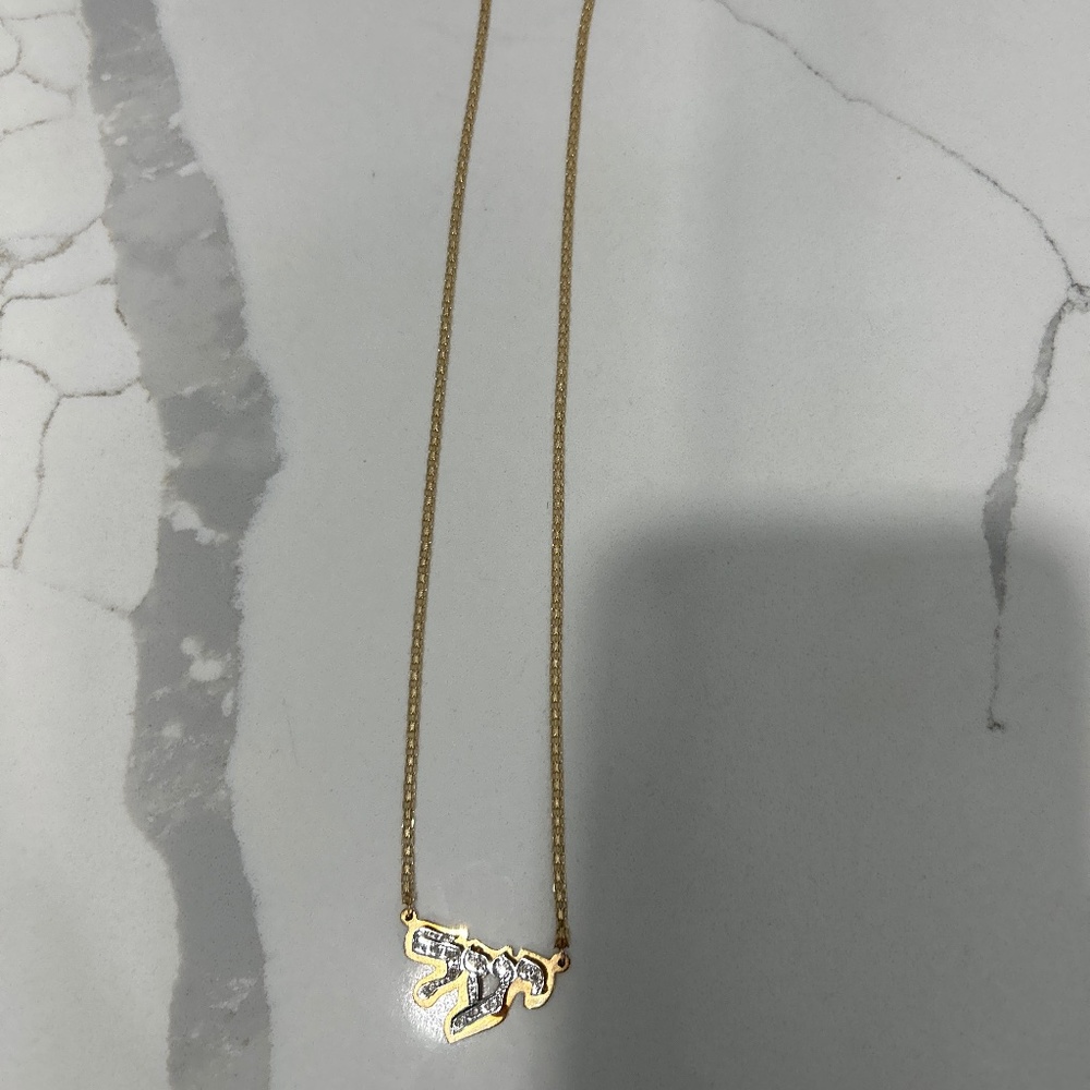 14k gold chain with Hebrew word Yael in Diamond chips